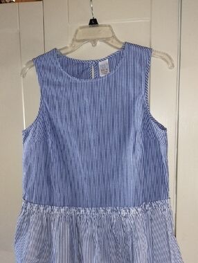 Time and Tru Blue & White Striped Sleeveless Blouse